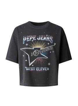 Camiseta Pepe Jeans Louise preta para mulher.