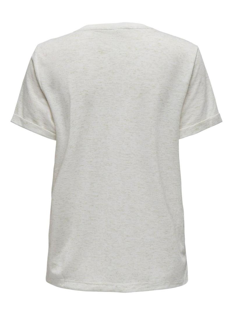 Camiseta Only Lulu Decote em V Branco para Mulher.