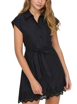 Vestido Only Lou Camisero Preto Para Mulher