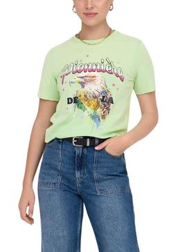 Camiseta Only Lucy Verde Para Mulher.