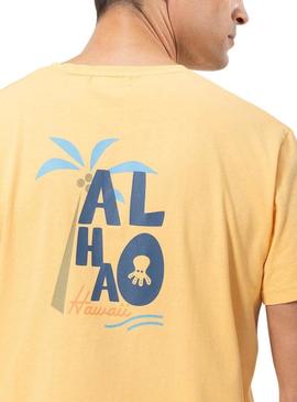 Camiseta O Polvo Aloha Laranja Para Homem