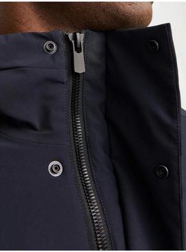 Jaqueta Parka Jack and Jones Ekeen azul marinho para homem.