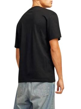 Camiseta Jack and Jones Portland preta para homem.