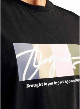 Camiseta Jack and Jones Portland preta para homem.