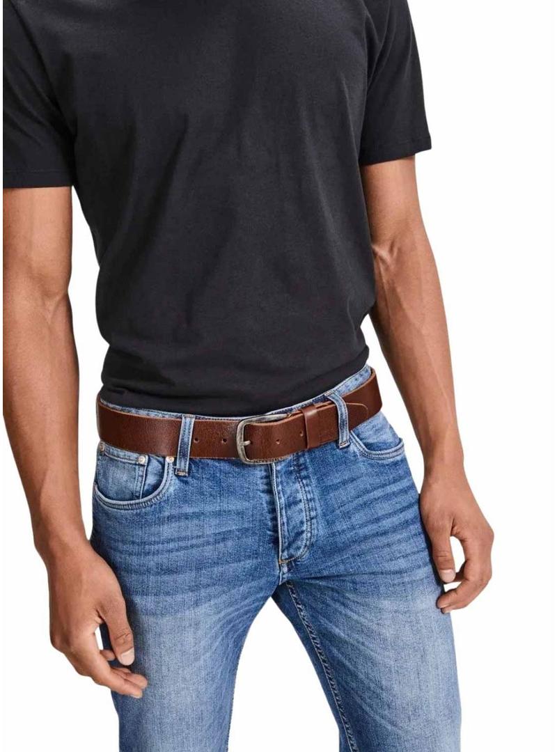 Cinto de couro marrom Jack And Jones Paul para homem.