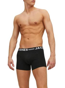 Pack 3 Cuecas Jack and Jones Sense preto para homem