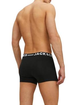 Pack 3 Cuecas Jack and Jones Sense preto para homem