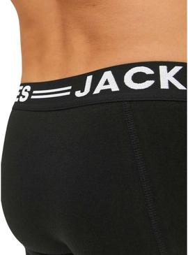 Pack 3 Cuecas Jack and Jones Sense preto para homem