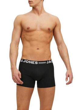 Pack 3 Cuecas Jack and Jones Sense preto para homem