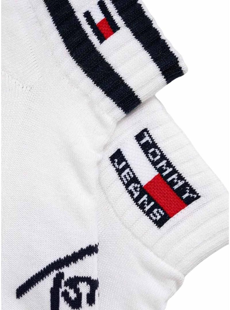 Packs de 2 meias Tommy Jeans Sports Listras brancas para homens e mulheres.