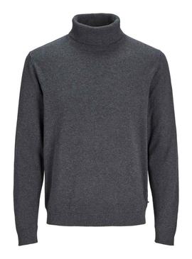 Camisola de gola alta básica cinza da marca Jack and Jones para homem.