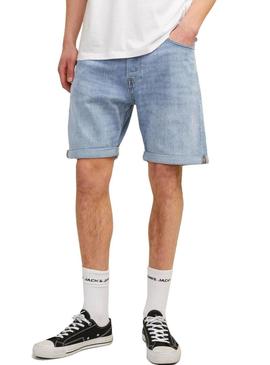 Bermudas Jack and Jones Chris Wood em denim claro para homens.