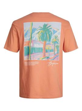 Camiseta Jack and Jones Raruba laranja para homem.