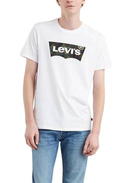 Camiseta Levis Housemark branca para homem.