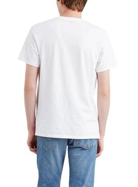 Camiseta Levis Housemark branca para homem.