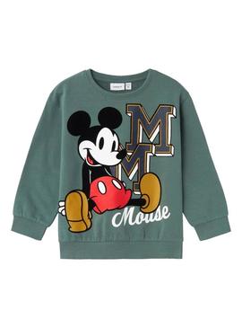 Moletom Name Ir Nayel Mickey verde para criança.