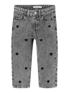 Calça de ganga Name It Mom Star cinza para menina