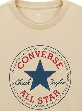 Camiseta Converse Chuck Patch bege para homem.