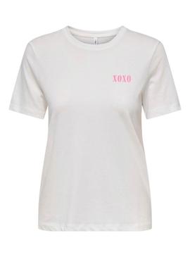 Camiseta Only Lotte branca para mulher.