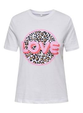 Camiseta Only Lariya Love branca para mulher