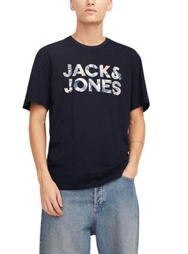 Camiseta Jack and Jones Bryan azul marinho para homem.