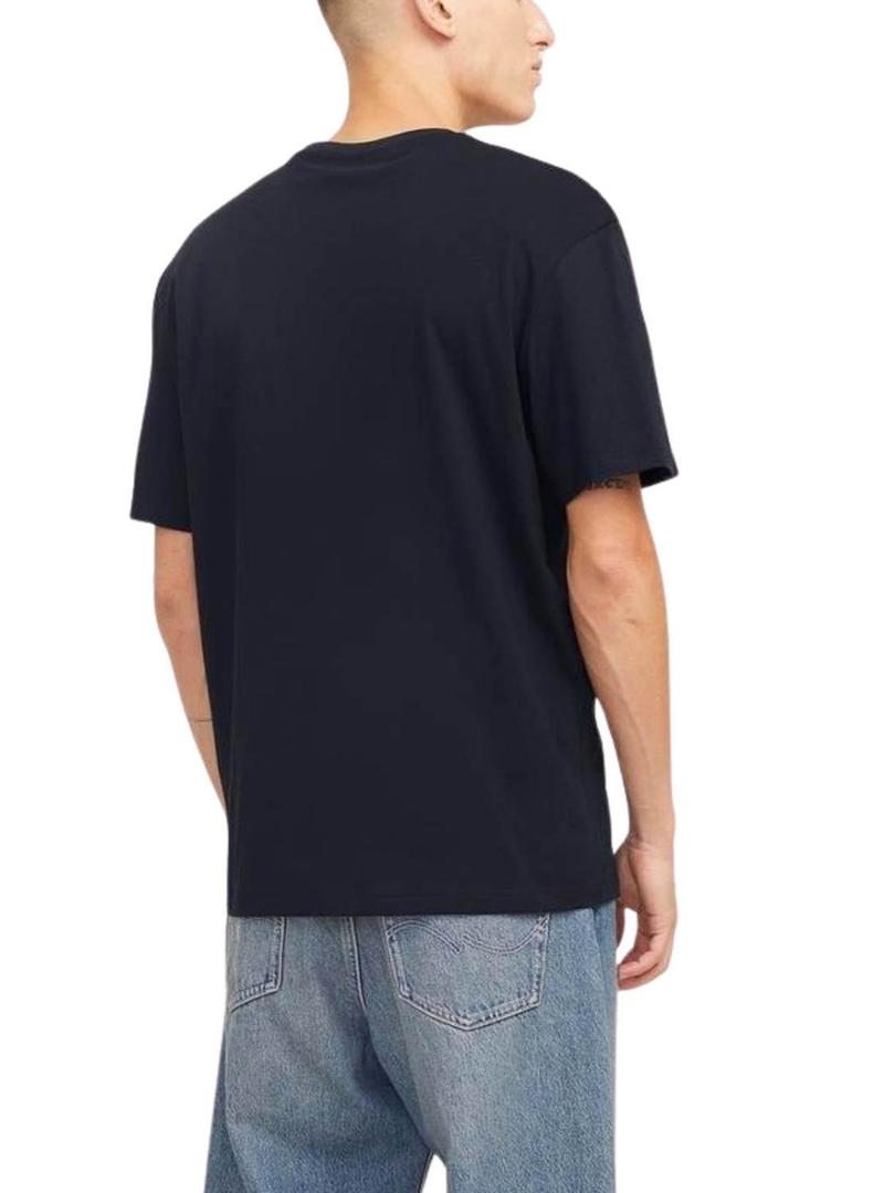 Camiseta Jack and Jones Bryan azul marinho para homem.