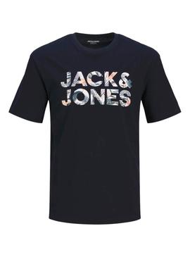 Camiseta Jack and Jones Bryan azul marinho para homem.