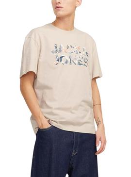 Camiseta Jack and Jones Bryan bege para homens.