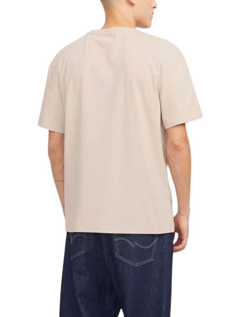 Camiseta Jack and Jones Bryan bege para homens.