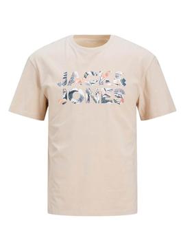 Camiseta Jack and Jones Bryan bege para homens.