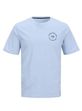 Camiseta Jack and Jones Simon azul para homem.