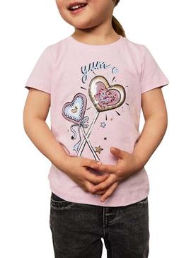 Camiseta Name It Bethany rosa para menina.