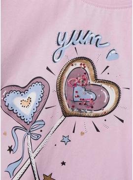 Camiseta Name It Bethany rosa para menina.