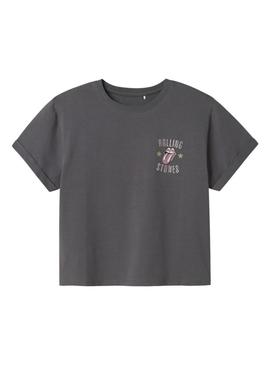 Camiseta Name It Rolling Stones cinza para menina