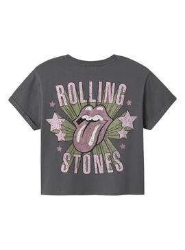 Camiseta Name It Rolling Stones cinza para menina