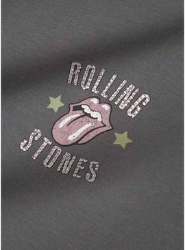 Camiseta Name It Rolling Stones cinza para menina