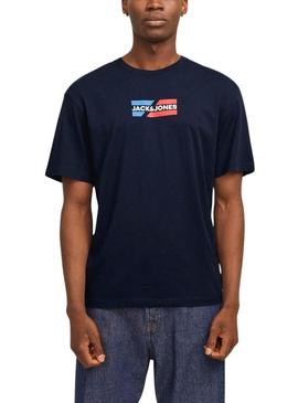 Camiseta Jack and Jones Corp azul marinho para homem.