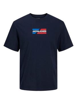 Camiseta Jack and Jones Corp azul marinho para homem.