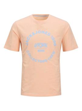 Camiseta Jack and Jones Simon laranja para homem.