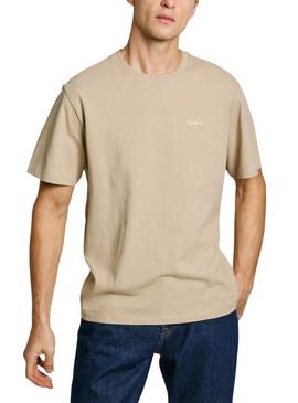 Camiseta Pepe Jeans Connor bege para homem.