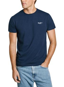 Camiseta Pepe Jeans Original Basic marinho para homem.