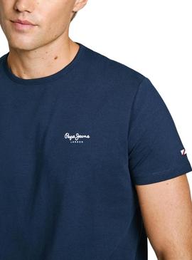 Camiseta Pepe Jeans Original Basic marinho para homem.