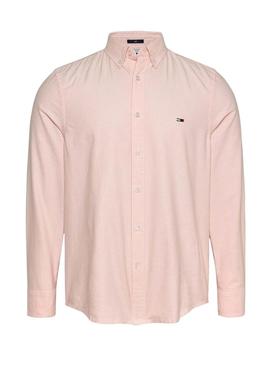 Camisa Tommy Jeans Stripe Oxford rosa para homem.