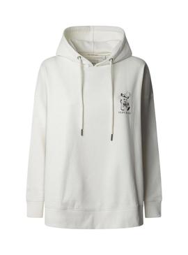 Moletom Pepe Jeans Raylin branco para mulher.