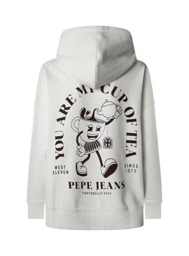 Moletom Pepe Jeans Raylin branco para mulher.