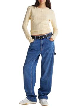 Sapatilhas Tommy Jeans Skate cinza para mulher.