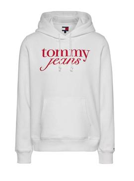 Moletom Tommy Jeans Ess Logo branco para mulher.