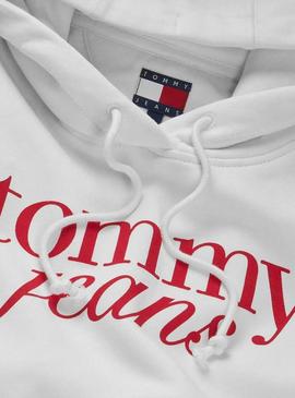 Moletom Tommy Jeans Ess Logo branco para mulher.