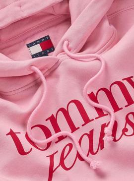 Moletom Tommy Jeans Ess Logo rosa para mulher.