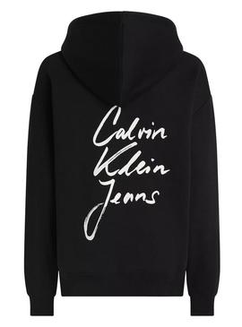 Moletom Calvin Klein Jeans Script preto para mulher.